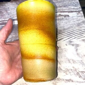 Beautiful Studio Pottery Desert Cylinder Vase Earth Tones Signed Stamped